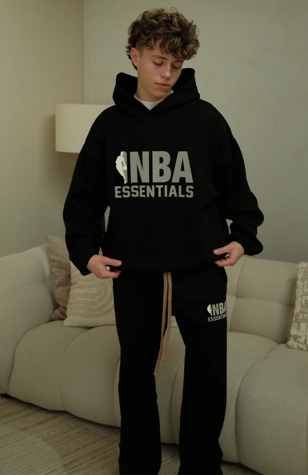 Fear of God Essentials NBA Black Grey Hoodie