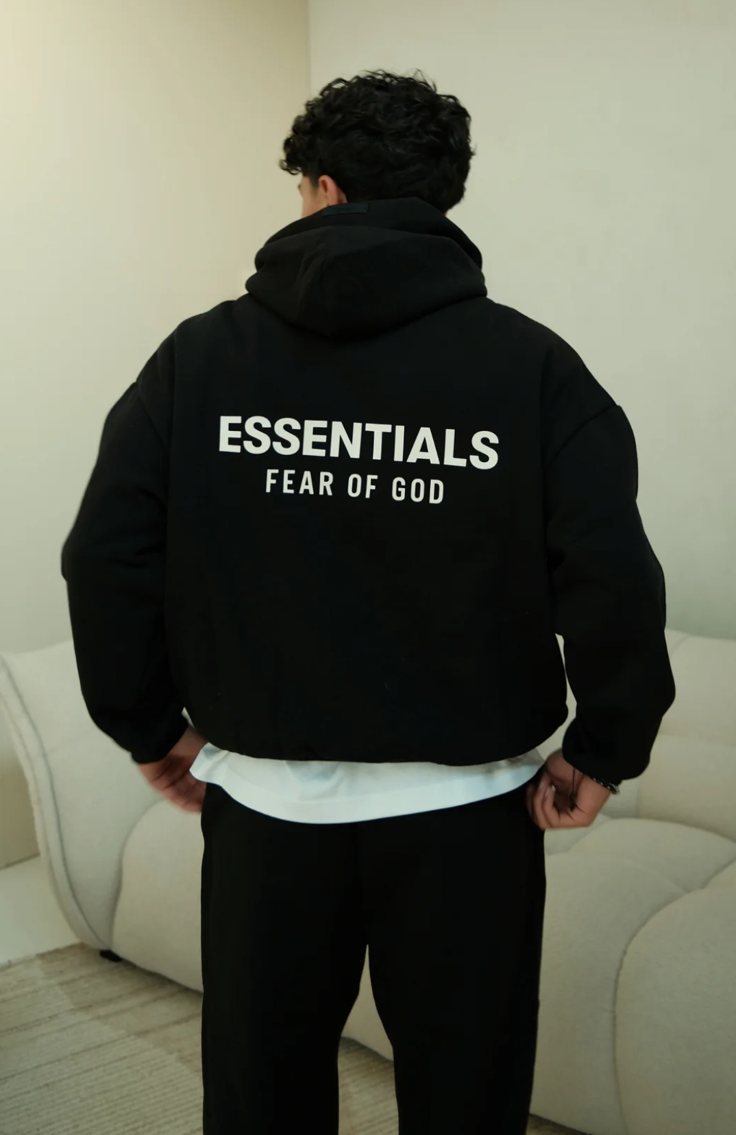 Fear of God Essentials FW24 Black White Hoodie