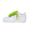 Nike Air Force 1 Low wit met lime green rope laces custom side view