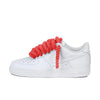 Nike Air Force 1 Low wit met rode rope laces custom side view
