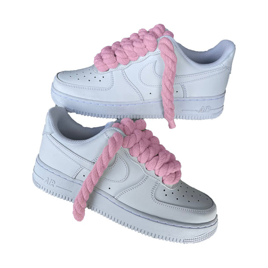 Nike Air Force 1 Low Rope Laces Pink Custom
