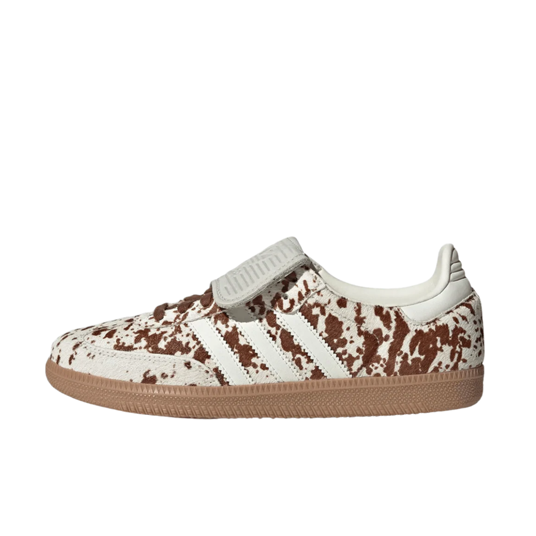 Adidas Samba LT Cow Print Brown White sneaker in brown and white cow print side view