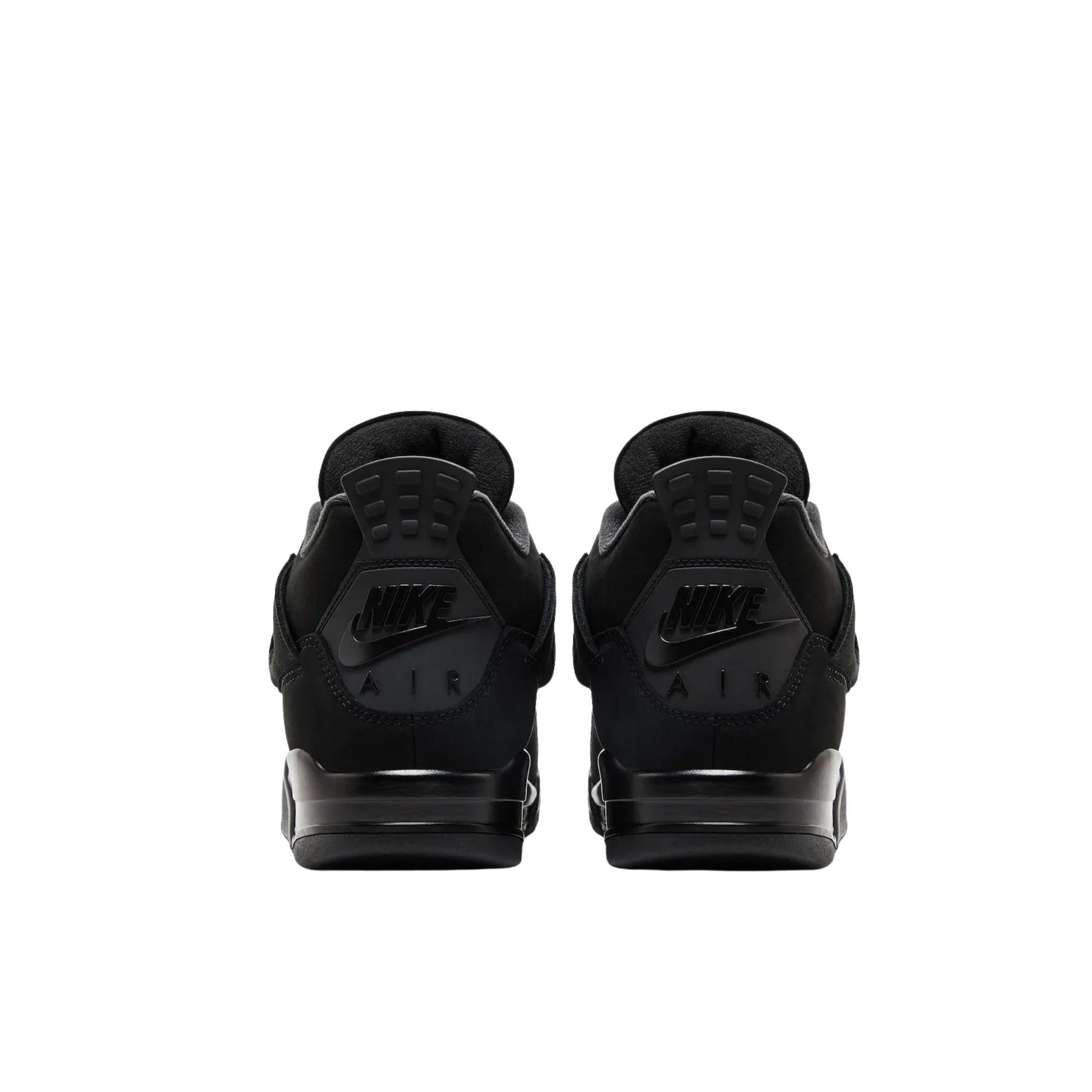 Air Jordan 4 Retro Black Cat 2025 sneakers in black back view