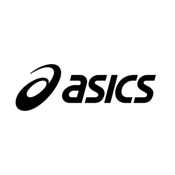 Asics logo in white on black background