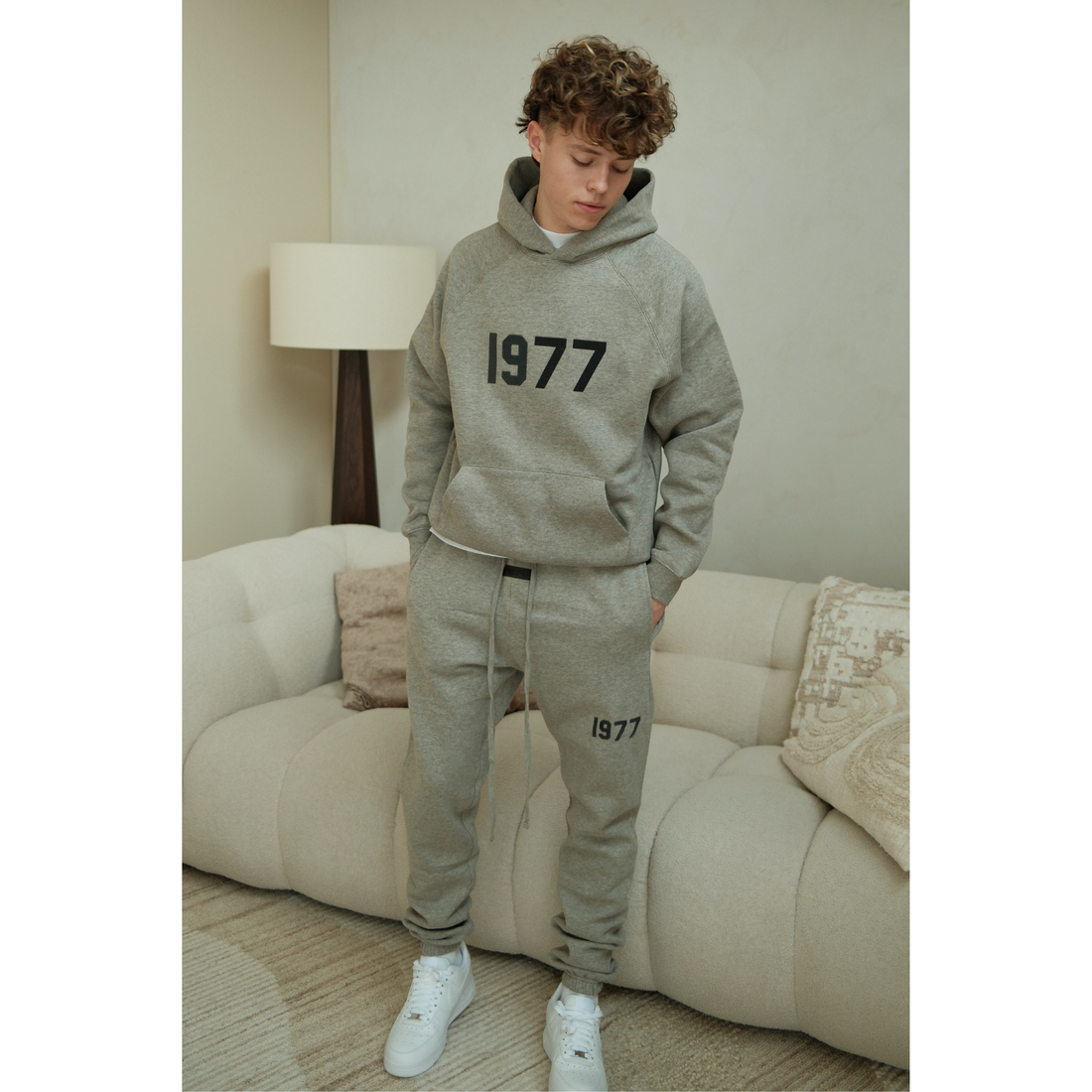Fear of God Essentials 1977 hoodie and sweatpants set in dark oatmeal