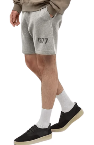Fear of God Essentials 1977 Dark Oatmeal Summer Set shorts in dark oatmeal front view