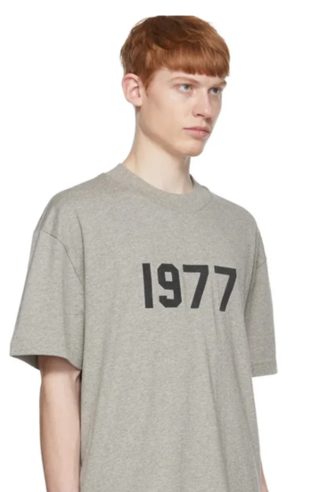 Fear of God Essentials 1977 Dark Oatmeal Summer Set t-shirt in dark oatmeal front view
