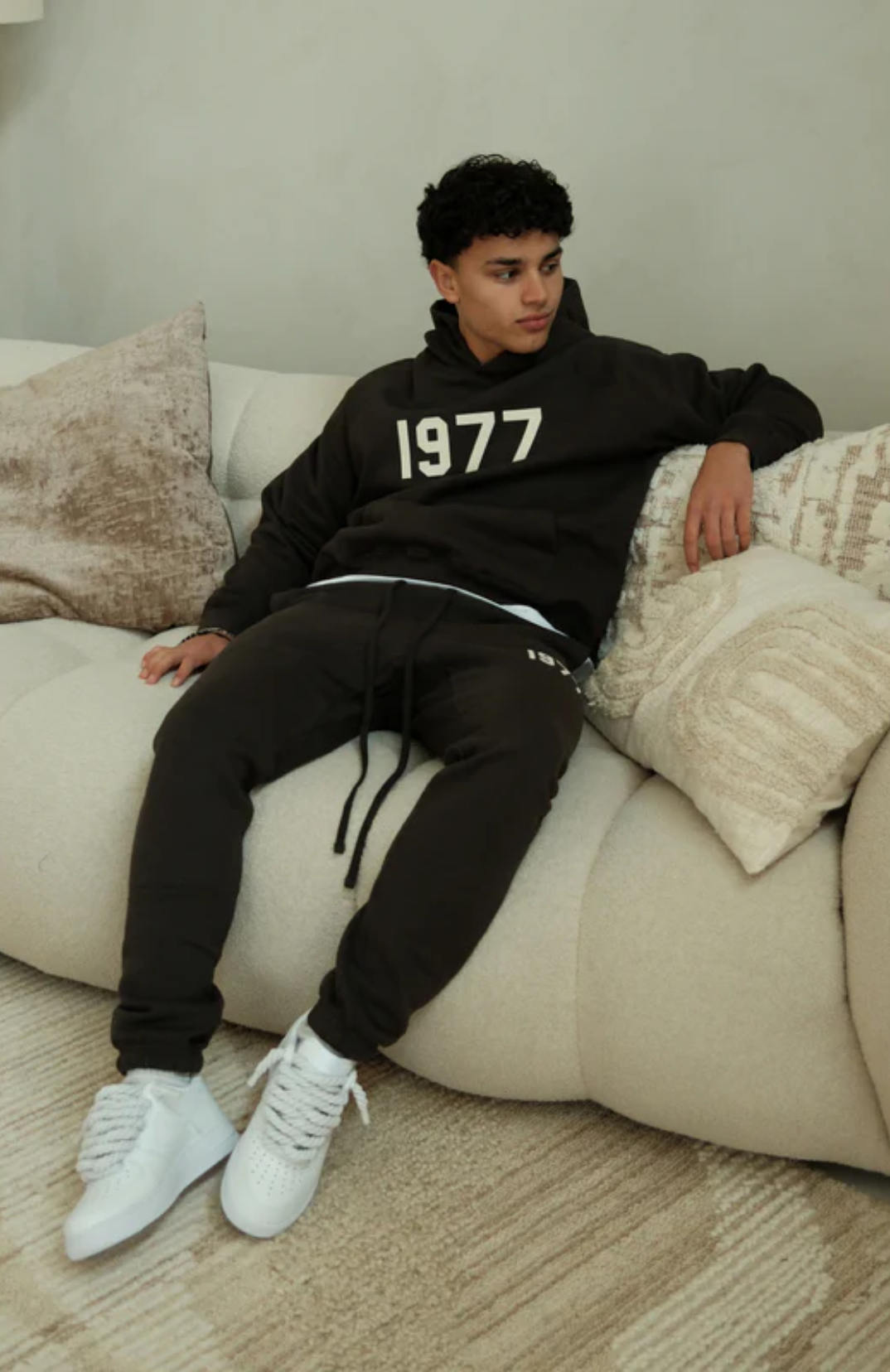 Fear of God ESSENTIALS 1977 hoodie and sweatpants set in iron black alternate view