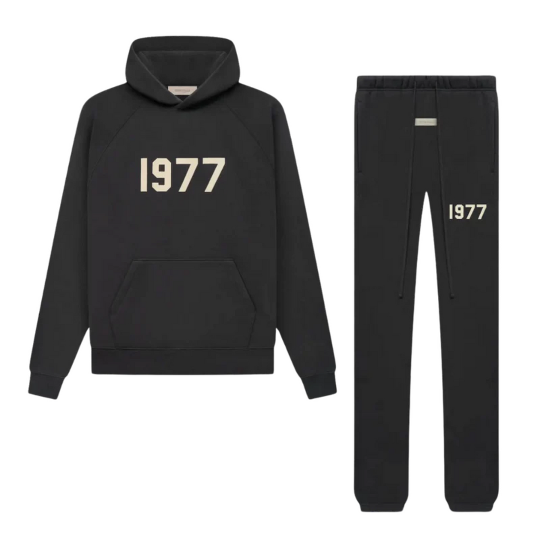 Fear of God Essentials 1977 hoodie and sweatpants set in iron black