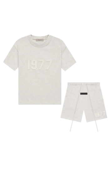 Fear of God Essentials 1977 Light Oatmeal Summer Set two-piece set in light oatmeal