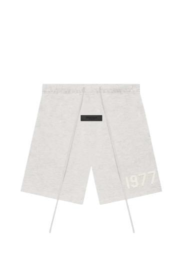 Fear of God Essentials 1977 Light Oatmeal Summer Set shorts in light oatmeal front view