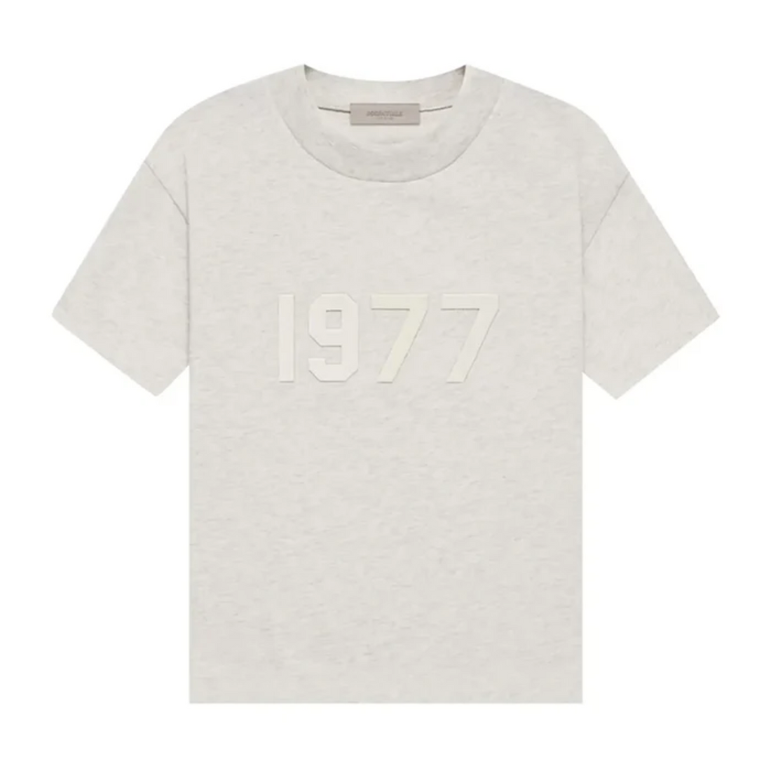 Fear of God Essentials 1977 t-shirt in light oatmeal front view