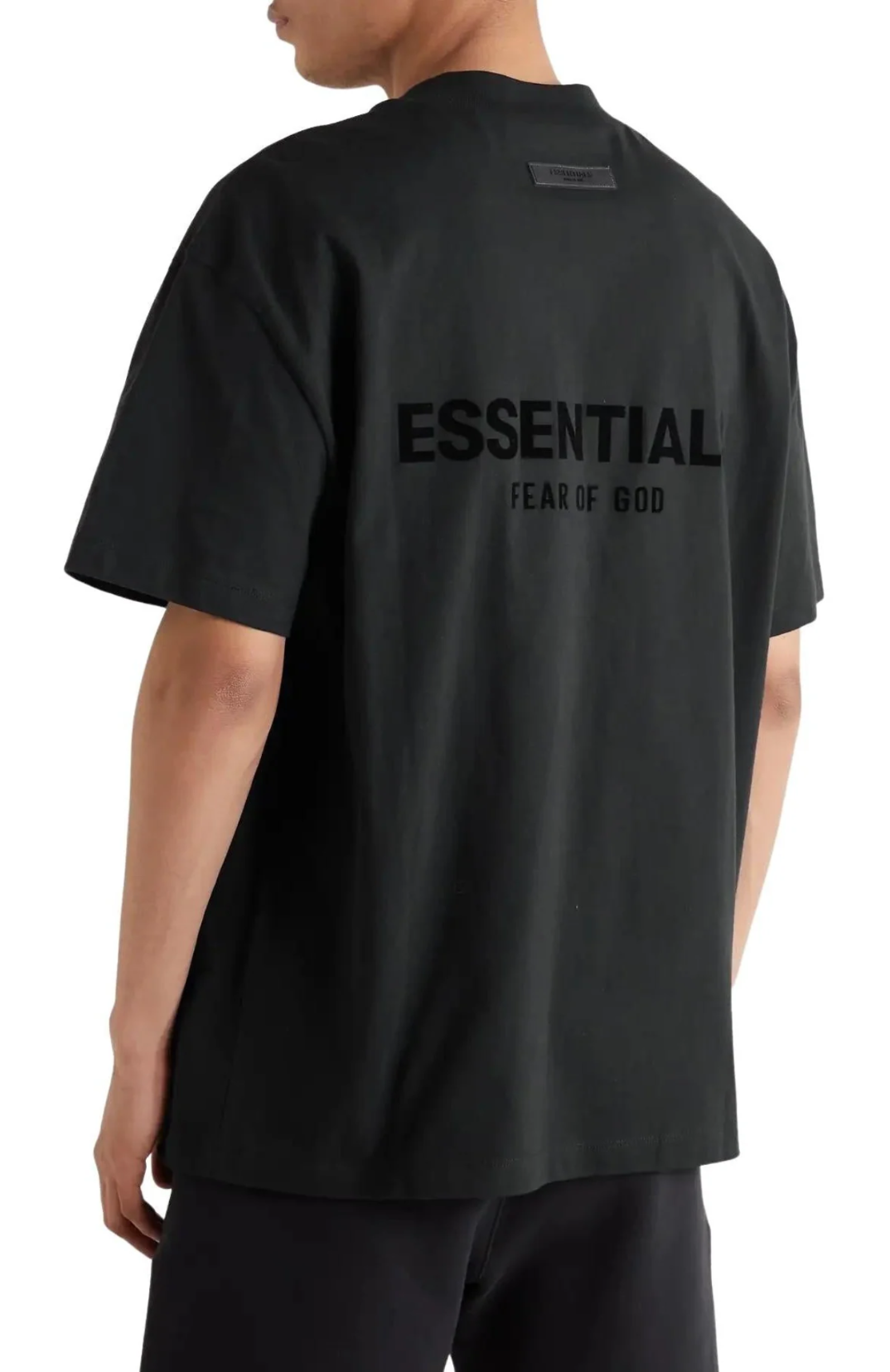 Fear of God Essentials Black Limo Summer shorts in black front view