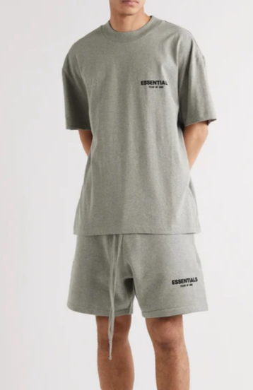 Fear of God Essentials Dark Oatmeal Summer Set t-shirt in dark oatmeal front view