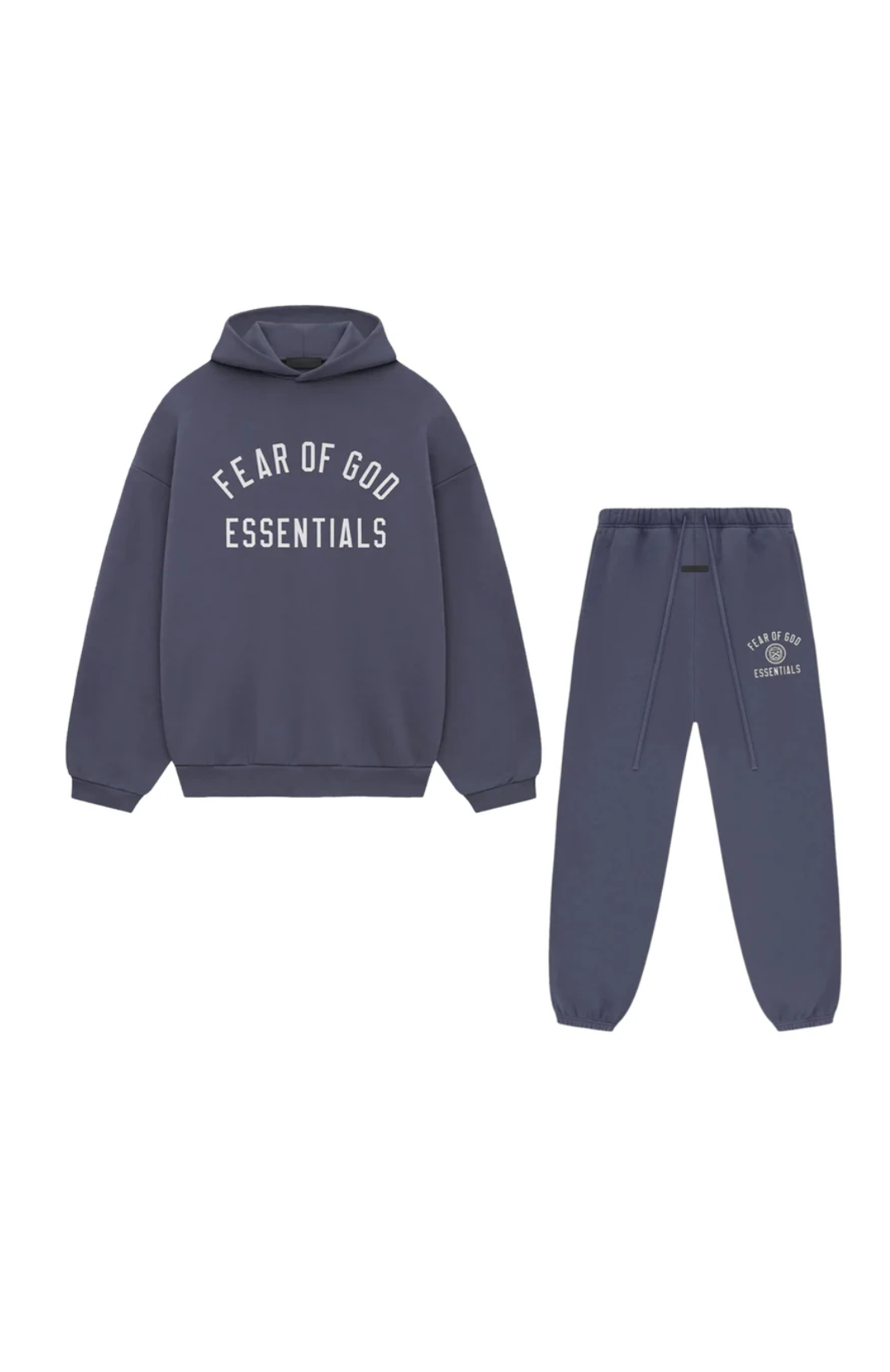 Fear of God Essentials hoodie and sweatpants set in navy