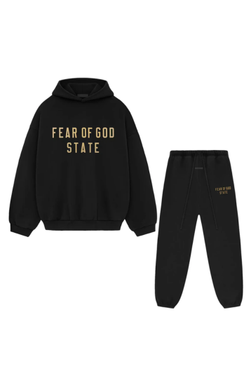 Fear of God ESSENTIALS hoodie and sweatpants set in black