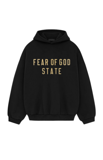 Fear of God ESSENTIALS hoodie in black front view