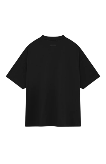 Fear of God Essentials FW24 Black Yellow Summer Set t-shirt in black front view