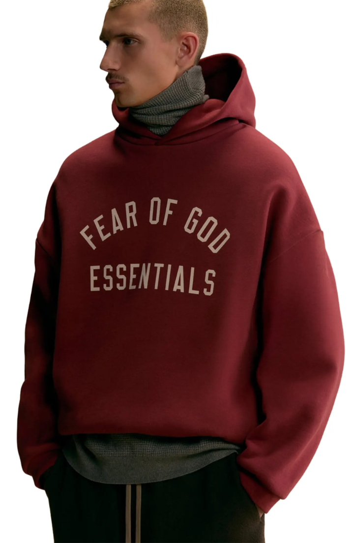 Fear Of God Essentials hoodie in crimson