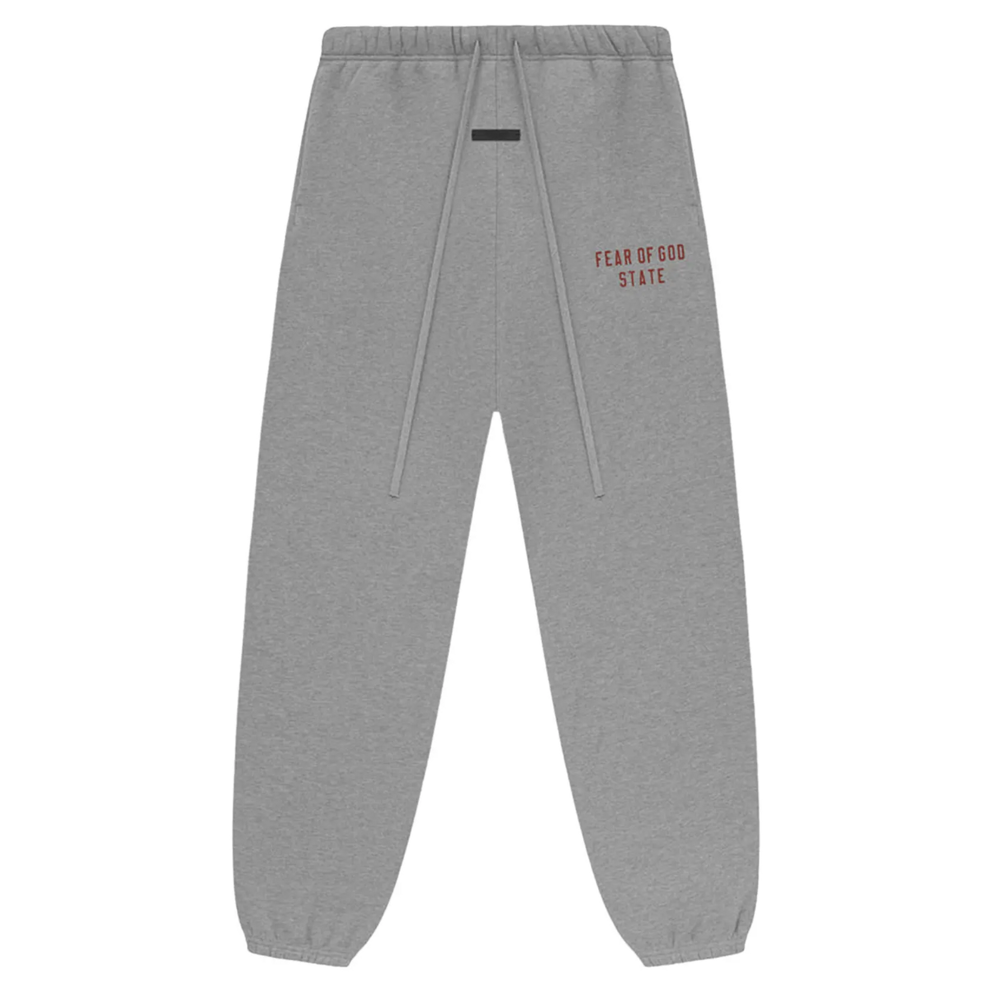 Fear of God Essentials FW24 sweatpants in dark heather front view
