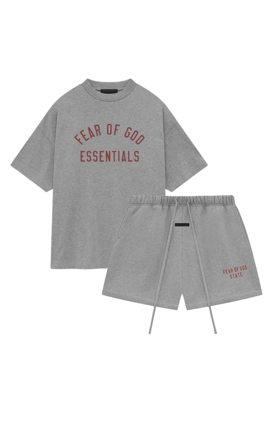Fear of God Essentials FW24 Dark Heather Summer shorts in dark heather front view