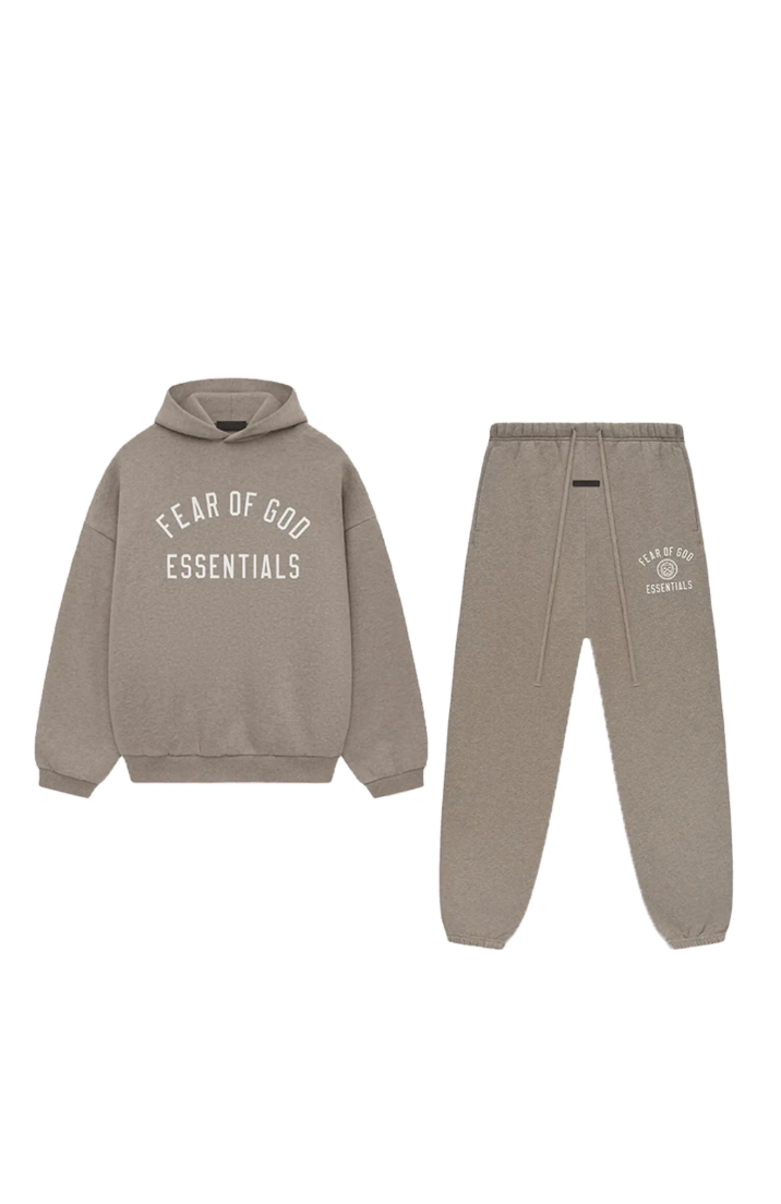 Fear of God ESSENTIALS sweatpants in fleece heather gray front view