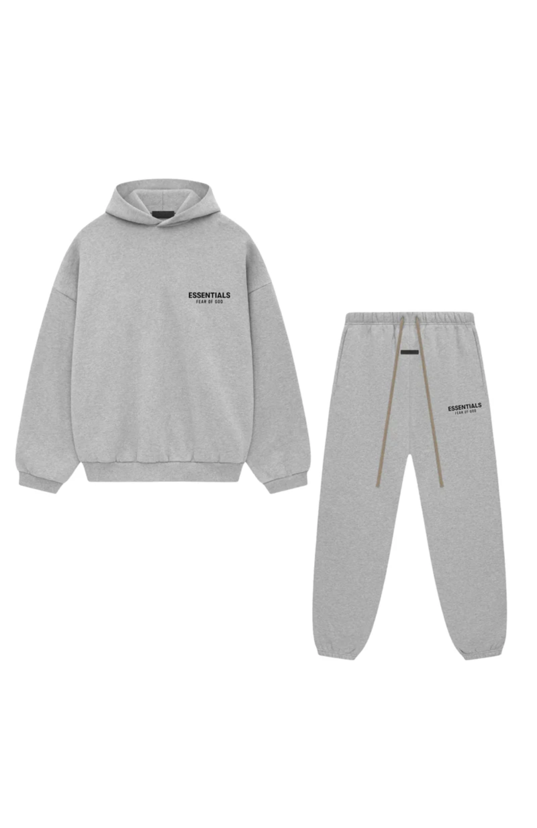 Fear of God Essentials FW24 Light Heather Full Set hoodie and sweatpants set in light heather