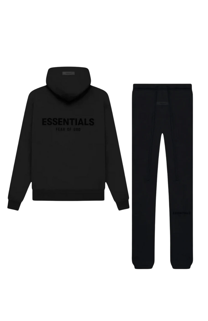Fear of God Essentials Limo Black Full Set hoodie and sweatpants set in limo black alt
