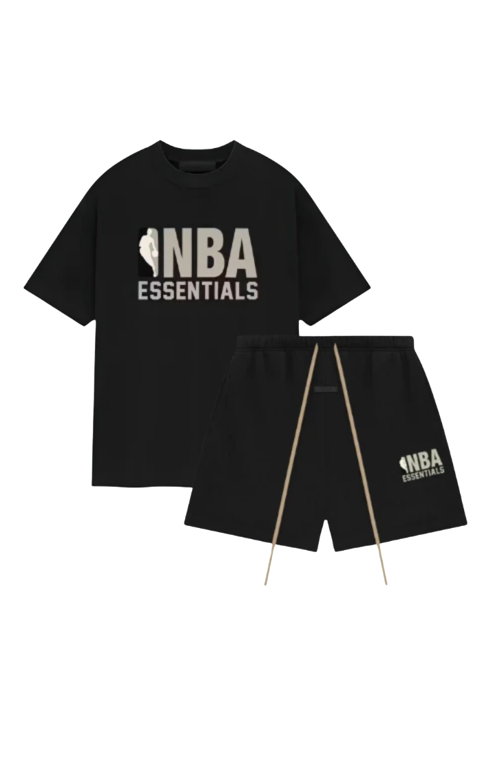 Fear of God Essentials NBA Black Grey Summer Set two-piece set in black