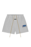 Fear of God ESSENTIALS NBA shorts in light heather front view
