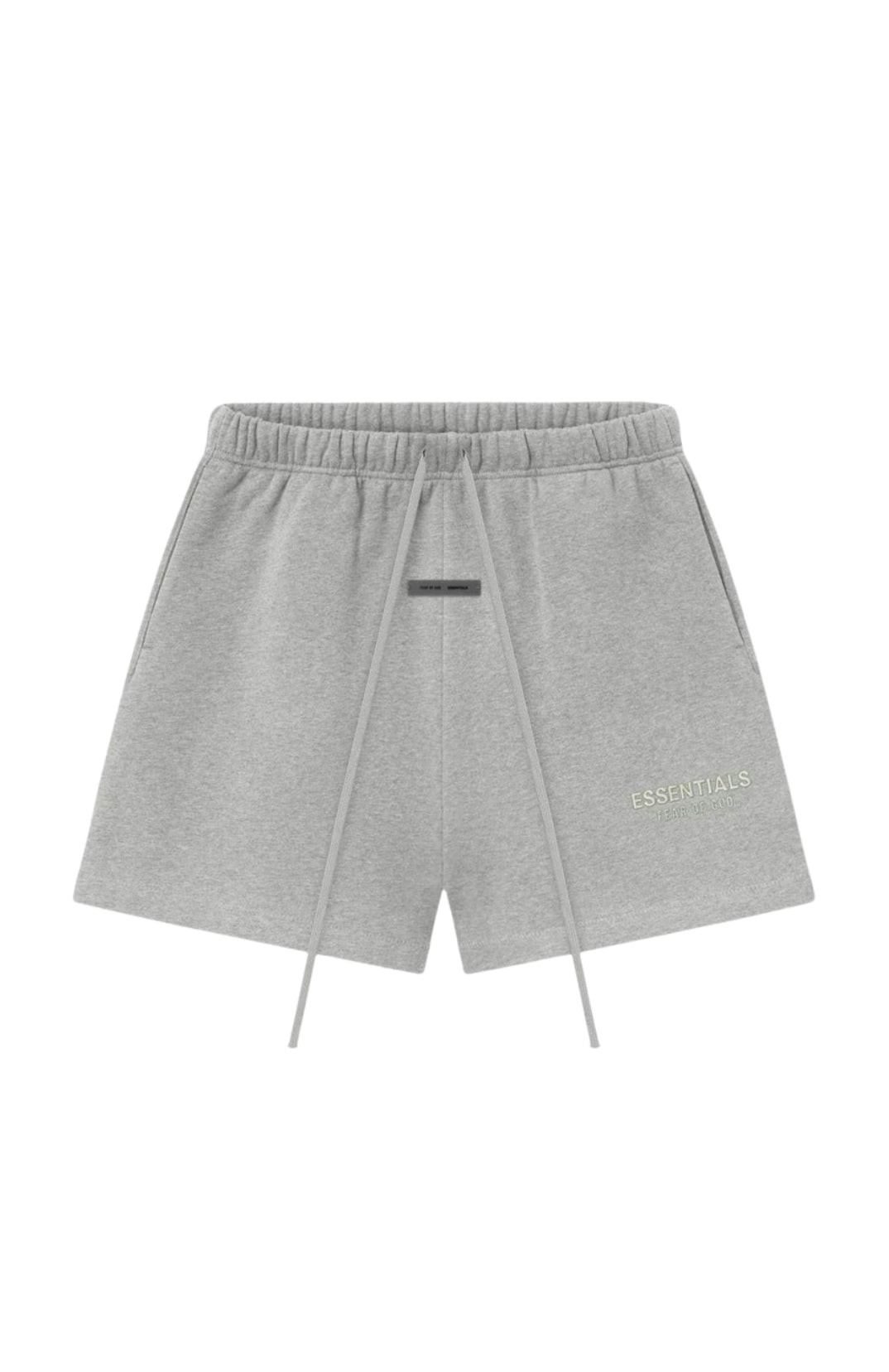 Fear of God Essentials SS25 Concrete Heather Summer shorts in concrete heather front view