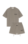 Fear of God ESSENTIALS t-shirt and shorts set in homestead heather