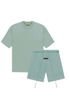 Fear of God Essentials Sycamore Summer t-shirt and shorts in green front view