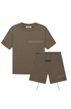 Fear of God Essentials Wood Summer Set hoodie and sweatpants set in brown