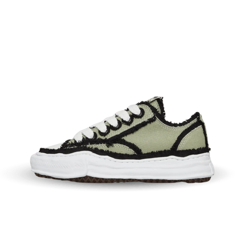 Maison Mihara Yasuhiro Peterson OG Sole Canvas Low Frayed Khaki sneaker in khaki side view