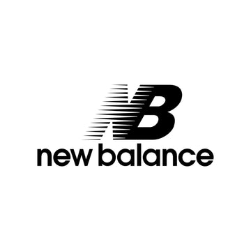 New Balance logo in white on black background