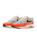 Nike Air Max 1 Patta Waves Hyper Crimson Pure Platinum sneakers in hyper crimson and pure platinum pair view