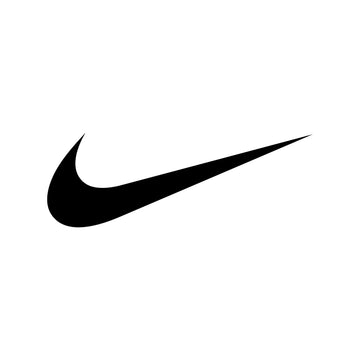 Nike swoosh logo in white on black background