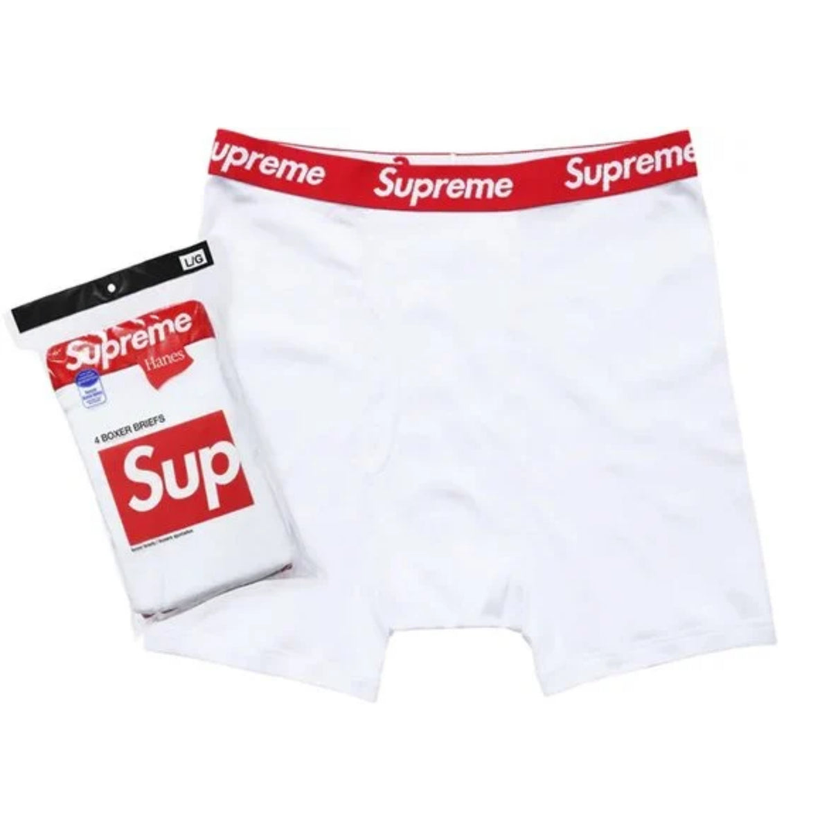 Supreme Hanes Boxer Briefs (4 Pack) White