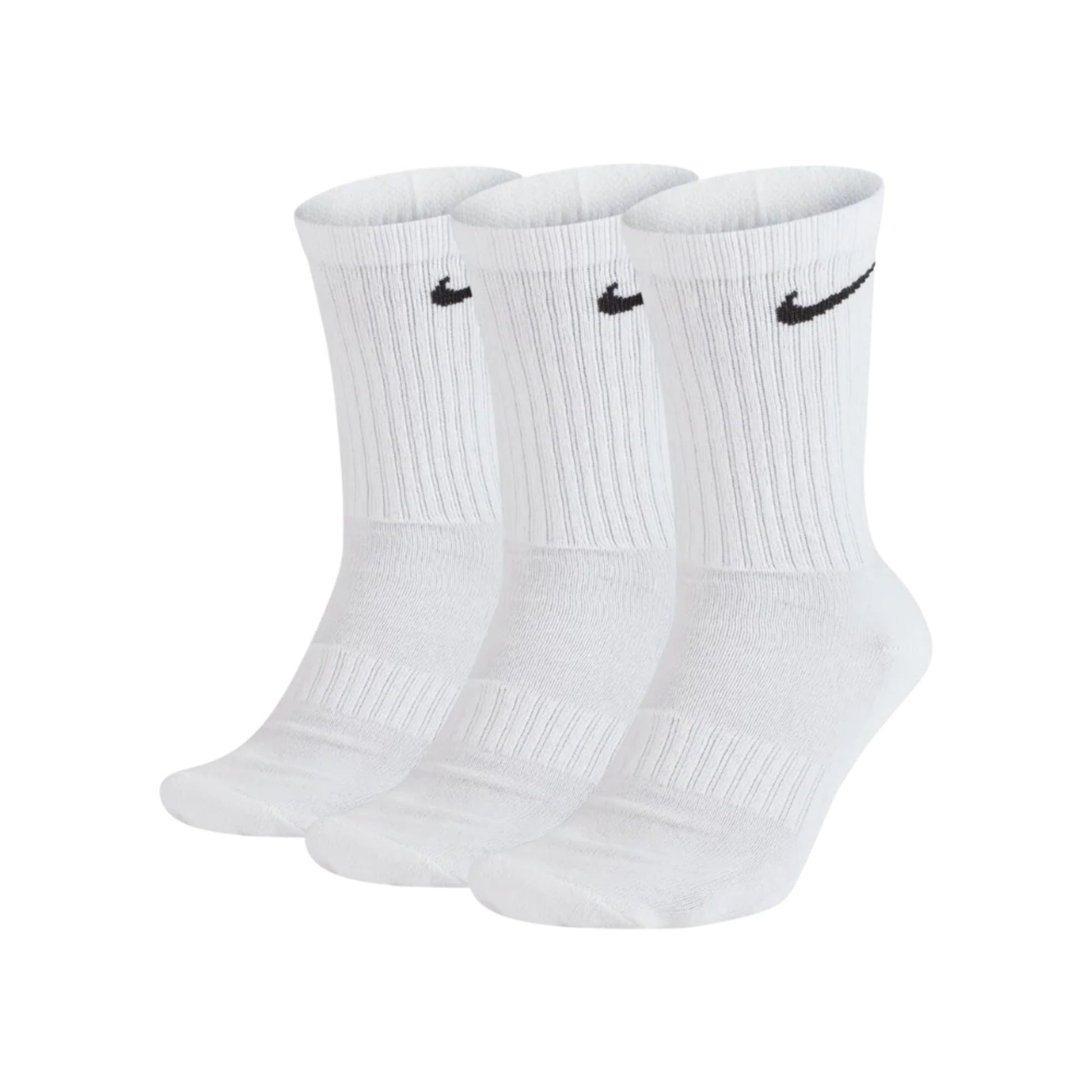 Nike Everyday Cushioned Sports Socks 3-Pack White front view