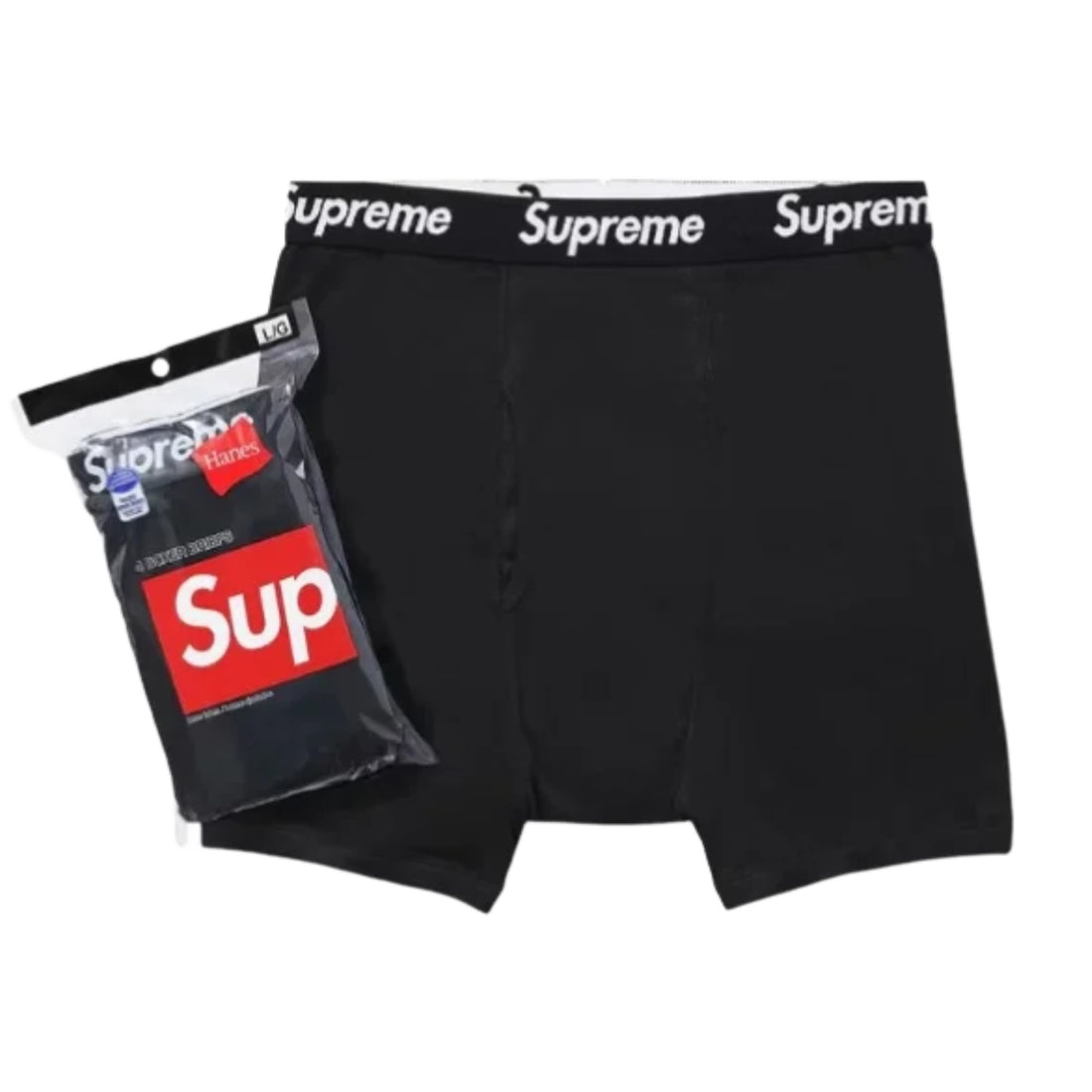 Supreme Hanes Boxer Briefs (4 Pack) Black
