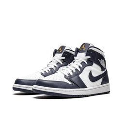 Air Jordan 1 Mid White Metallic Gold Obsidian